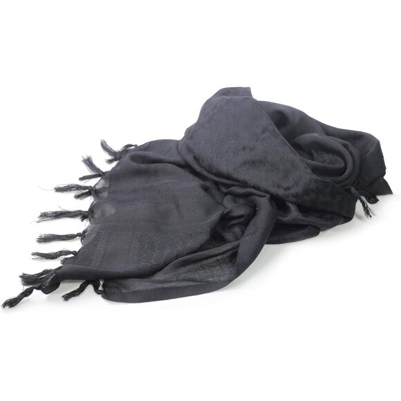 Men's Black Military Shemagh Tactical Desert 100% Cotton Keffiyeh Scarf Wrap - Picture 5 of 7